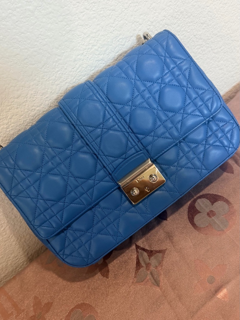 Dior Royal Blue Quilted Leather Shoulder Bag - Picture 2 of 7